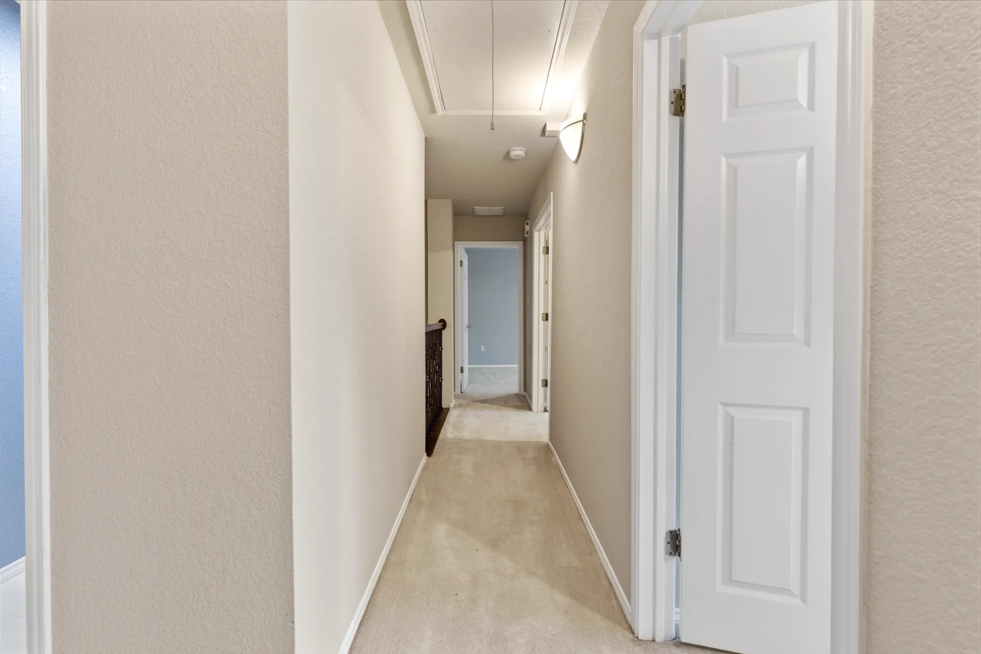 Upstairs hallway connecting the bedrooms